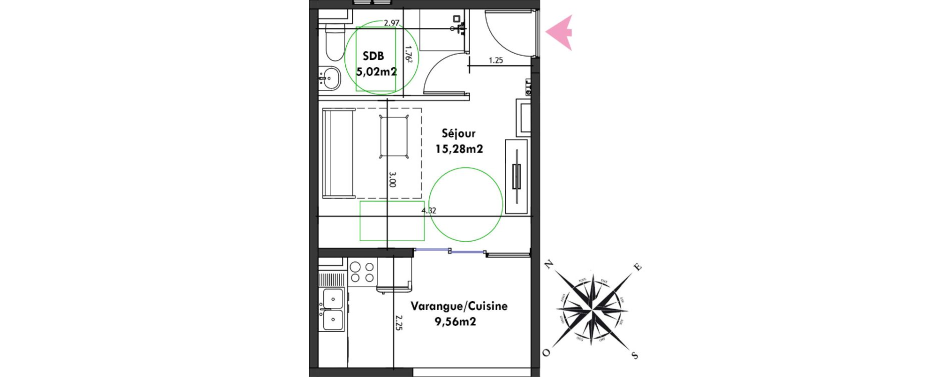 Appartement T1 de 20,30 m2 Remire-Montjoly Centre