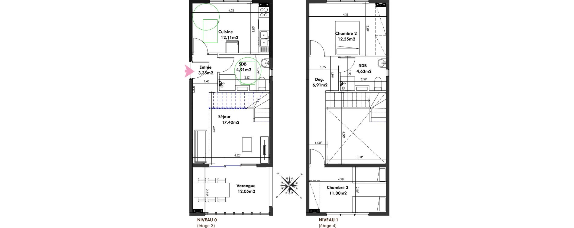 Duplex T3 bis de 72,86 m2 Remire-Montjoly Centre
