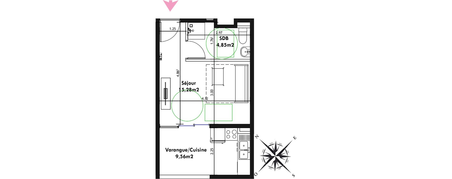Appartement T1 de 20,13 m2 Remire-Montjoly Centre
