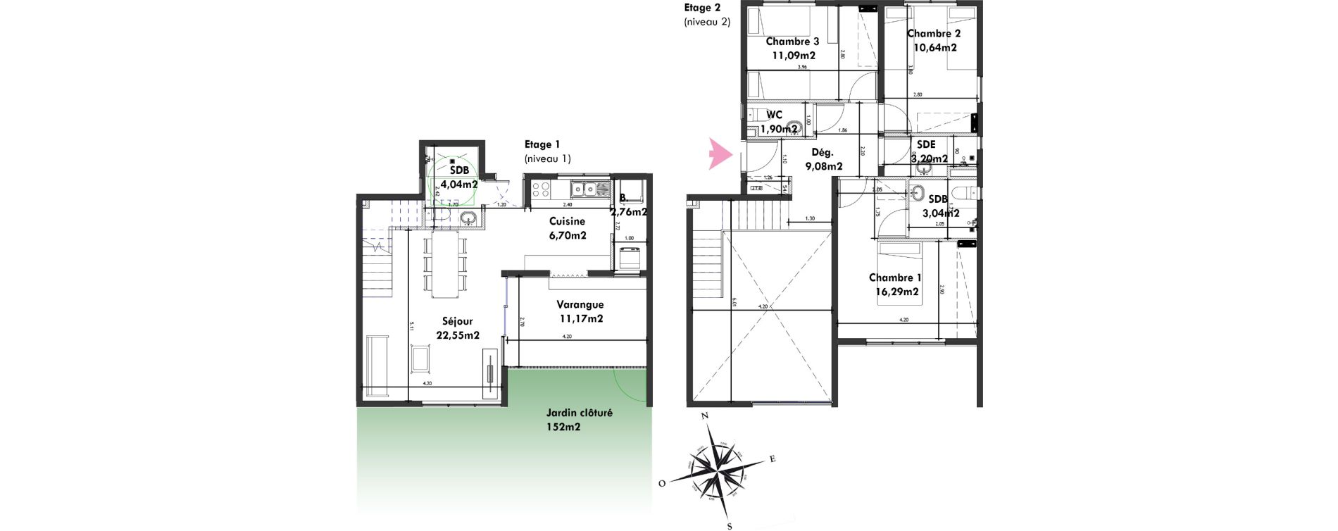 Duplex T4 de 91,29 m2 Remire-Montjoly Centre