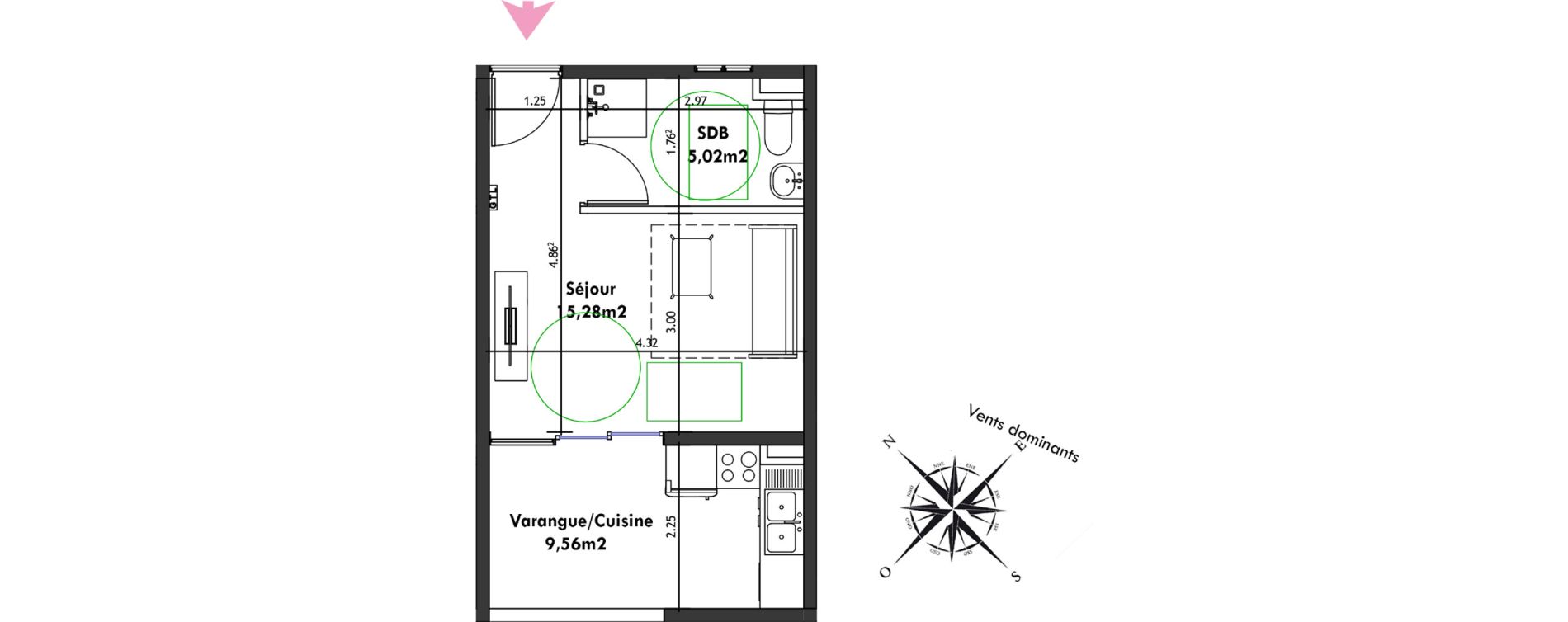 Appartement T1 de 20,30 m2 Remire-Montjoly Centre
