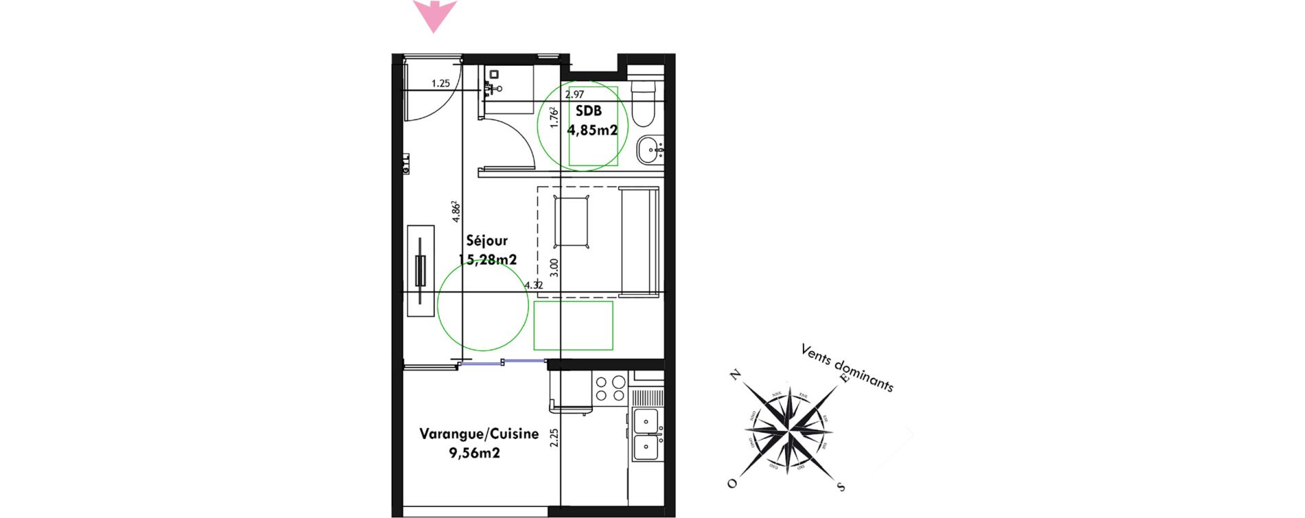 Appartement T1 de 20,13 m2 Remire-Montjoly Centre