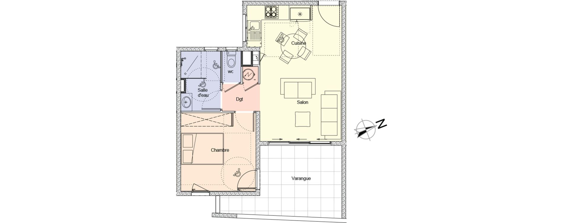 Appartement T2 de 42,60 m2 &Eacute;tang-Sal&eacute; L'&eacute;tang-sal&eacute;