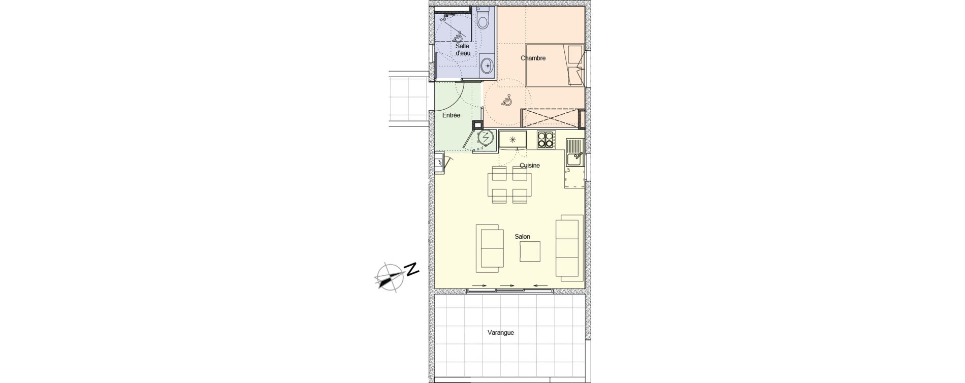 Appartement T2 de 42,80 m2 &Eacute;tang-Sal&eacute; L'&eacute;tang-sal&eacute;