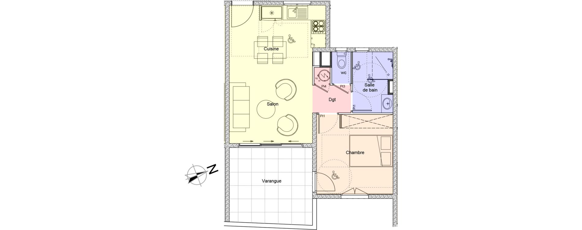 Appartement T2 de 42,60 m2 &Eacute;tang-Sal&eacute; L'&eacute;tang-sal&eacute;