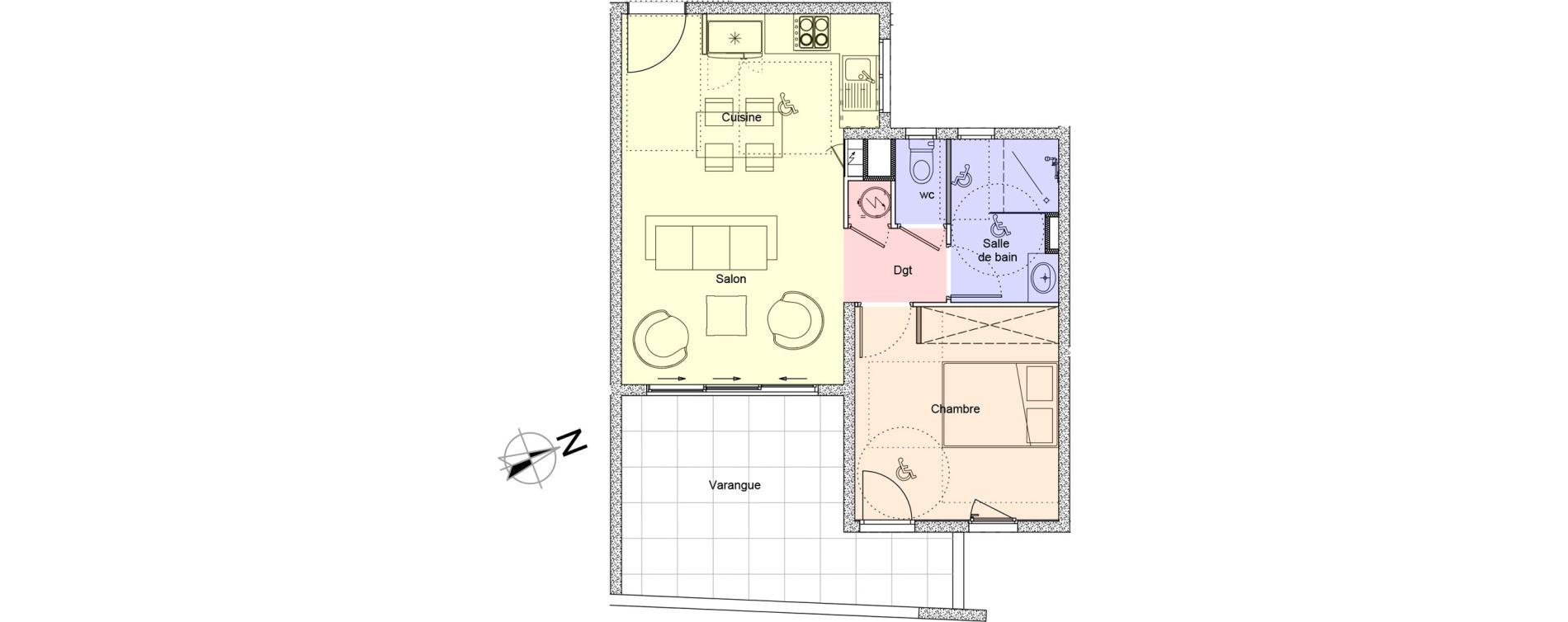 Appartement T2 de 42,60 m2 &Eacute;tang-Sal&eacute; L'&eacute;tang-sal&eacute;