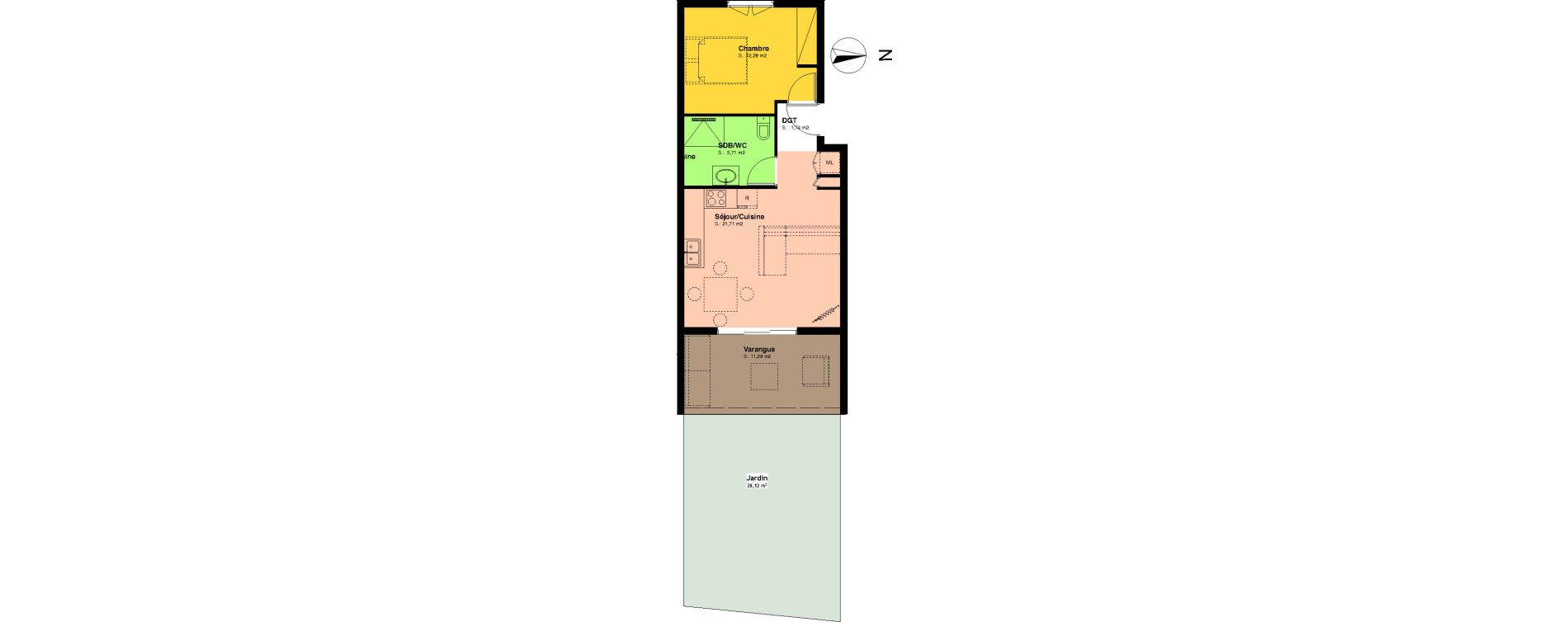 Appartement T2 de 41,45 m2 &Eacute;tang-Sal&eacute; L'&eacute;tang-sal&eacute;