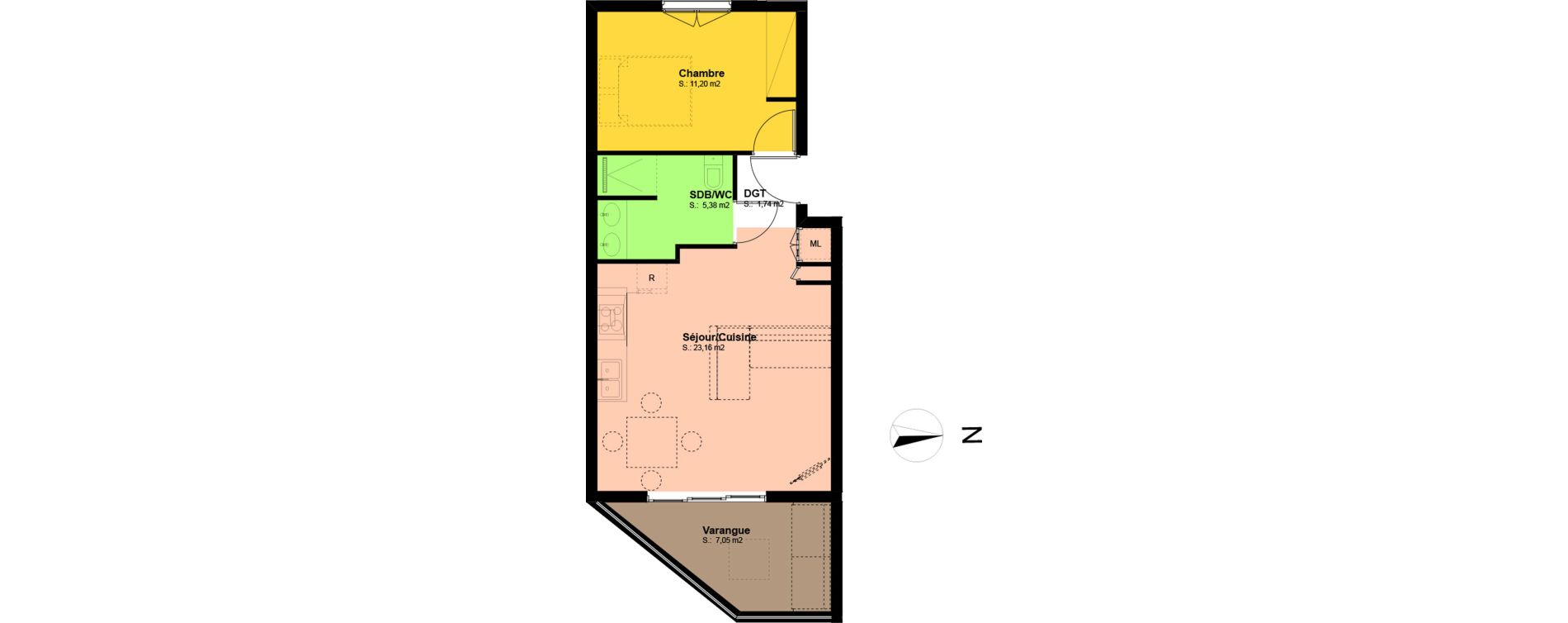 Appartement T2 de 41,48 m2 &Eacute;tang-Sal&eacute; L'&eacute;tang-sal&eacute;