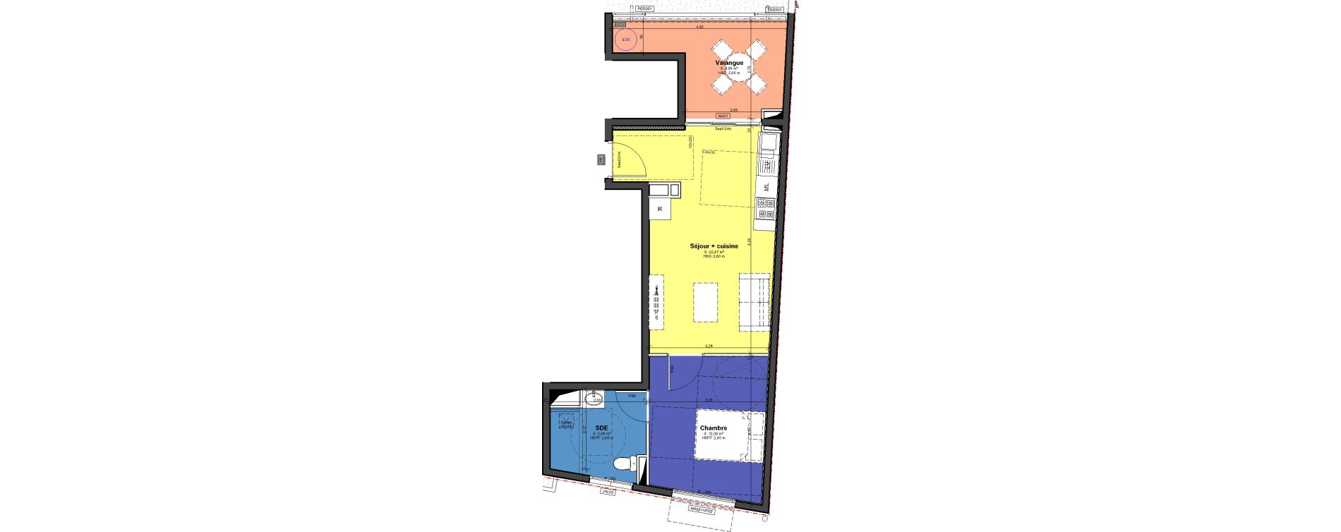 Appartement T2 de 40,24 m2 &agrave; Possession La possession