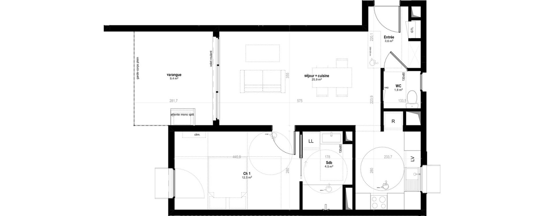 Appartement T2 de 48,30 m2 &agrave; Saint-Denis Bellepierre