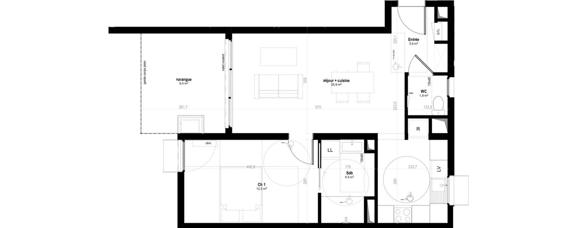Appartement T2 de 48,30 m2 &agrave; Saint-Denis Bellepierre