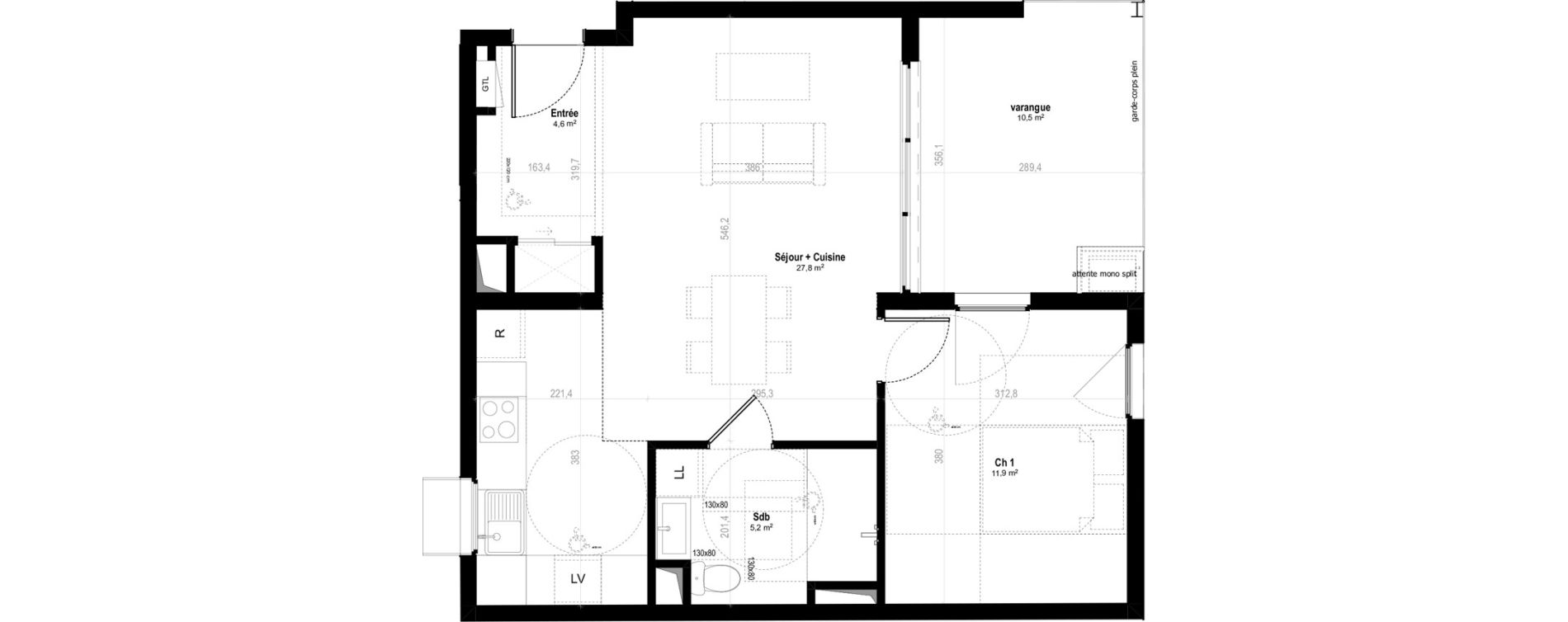 Appartement T2 de 49,50 m2 &agrave; Saint-Denis Bellepierre