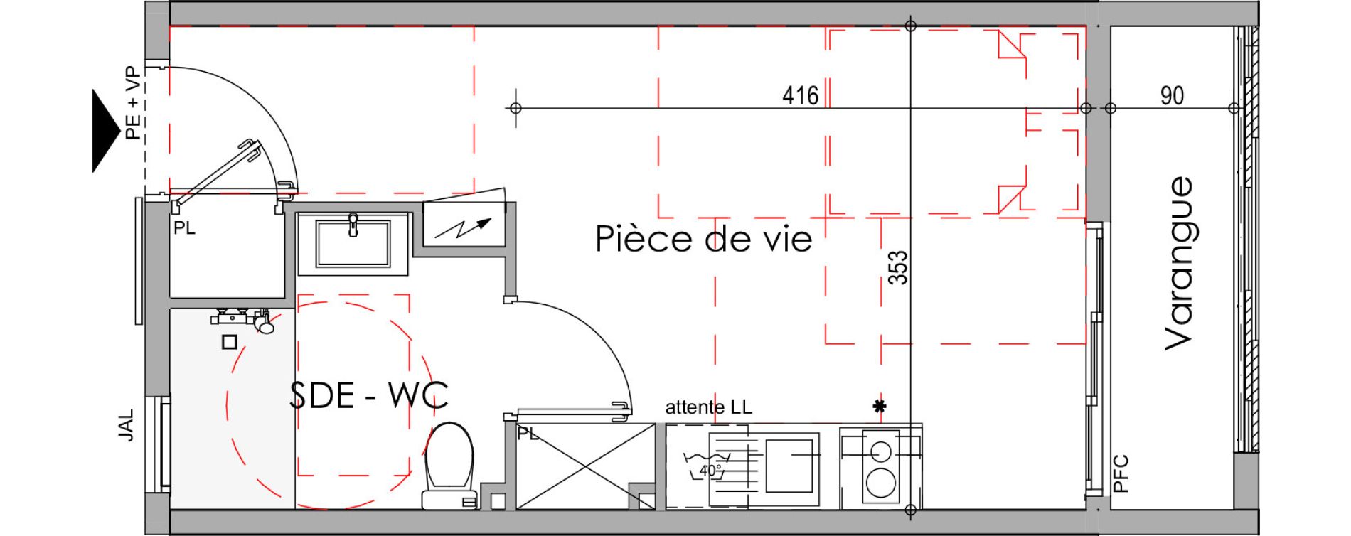 Appartement T1 de 22,79 m2 &agrave; Saint-Denis Sainte clotilde
