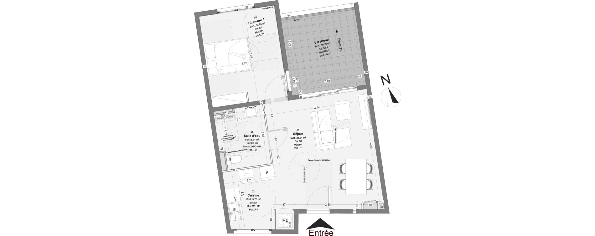 Appartement T2 de 45,59 m2 &agrave; Saint-Denis Saint denis, re centre