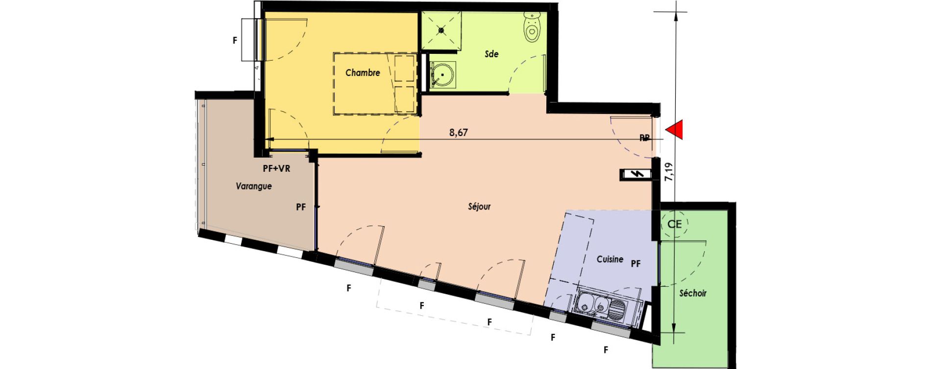 Appartement T2 de 44,45 m2 &agrave; Saint-Denis Saint denis, re centre