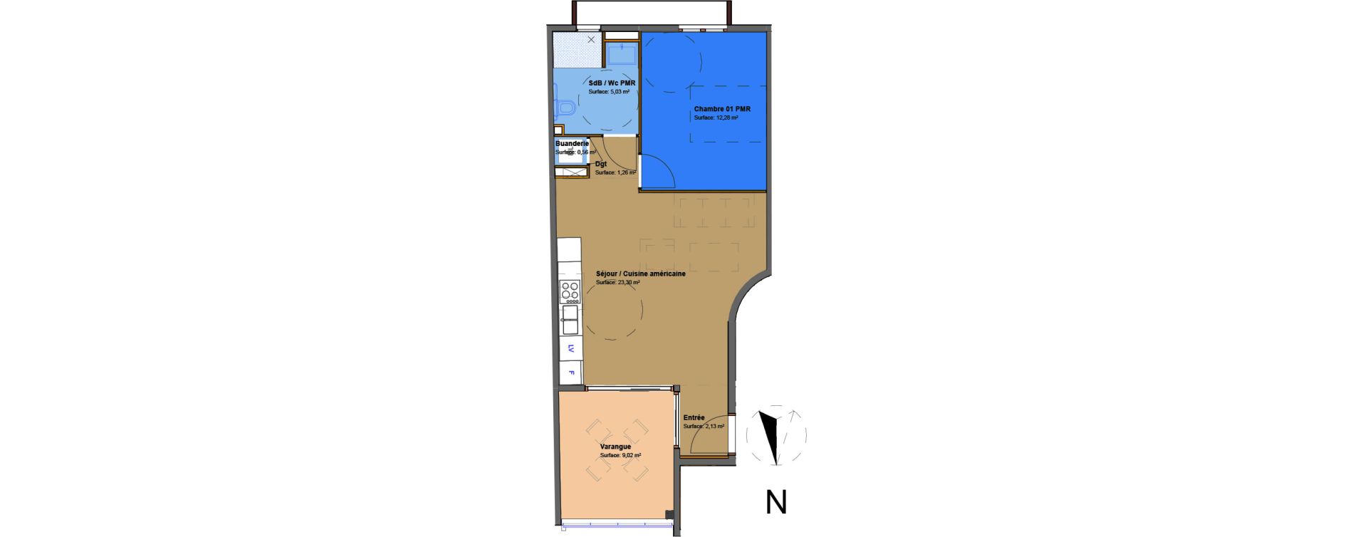 Appartement T2 de 44,56 m2 &agrave; Saint-Denis Saint denis, re