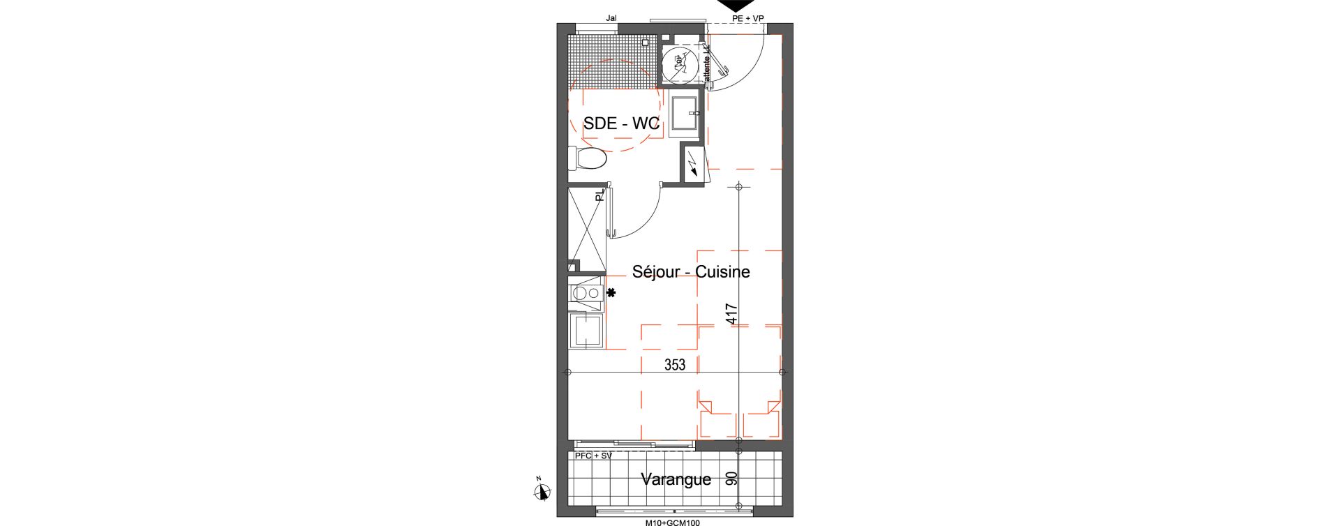 Appartement T1 de 22,80 m2 &agrave; Saint-Denis Sainte clotilde