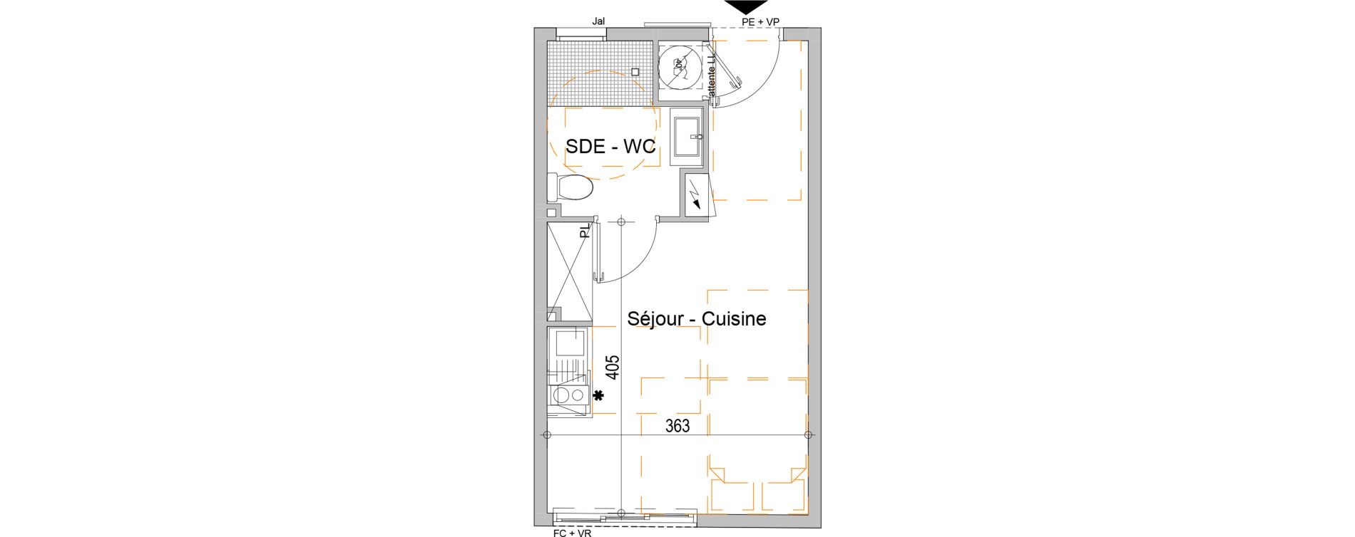 Appartement T1 de 23,12 m2 &agrave; Saint-Denis Sainte clotilde