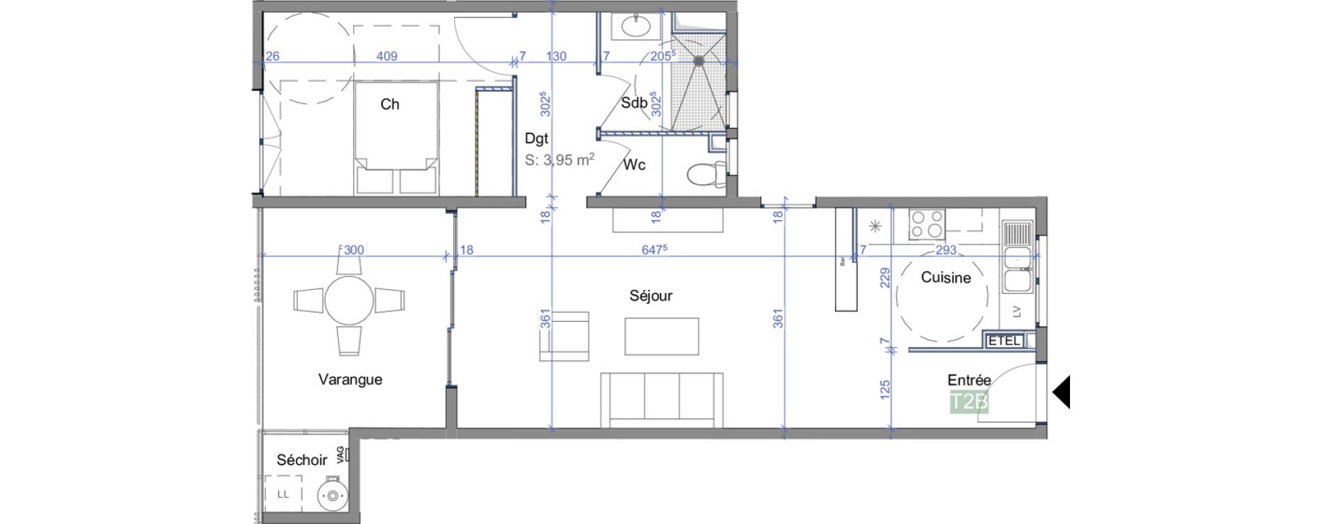 Appartement T2 de 55,75 m2 &agrave; Saint-Louis Carthage