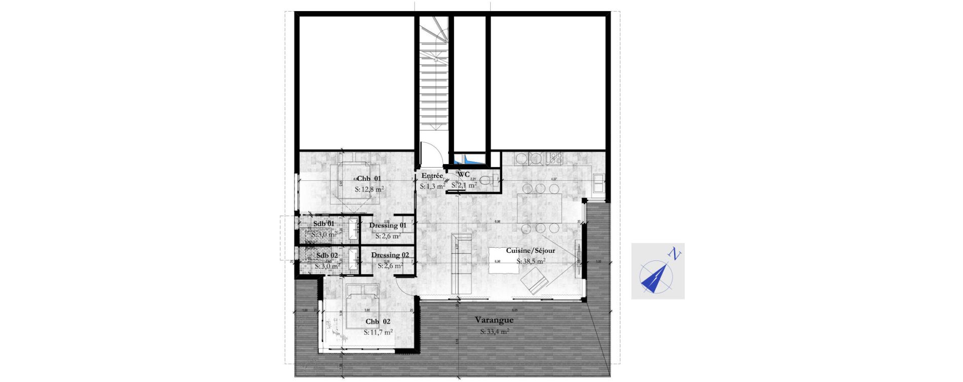 Appartement T3 de 77,60 m2 &agrave; Saint-Paul La saline les bains