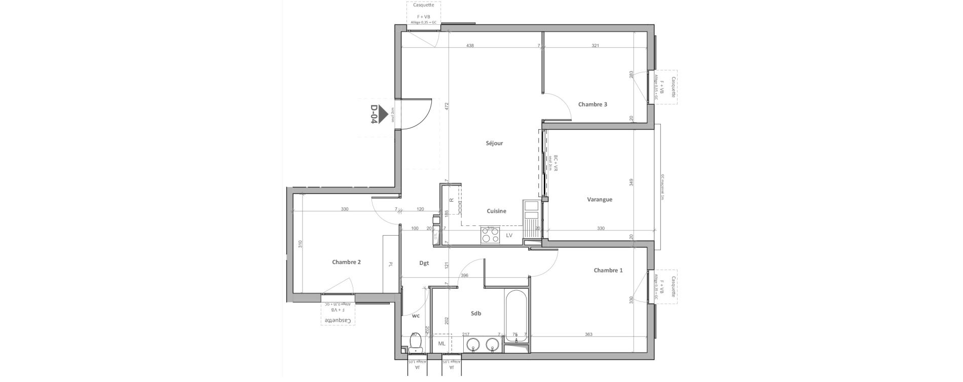 Appartement T4 de 72,24 m2 &agrave; Saint-Paul Saint-gilles les hauts