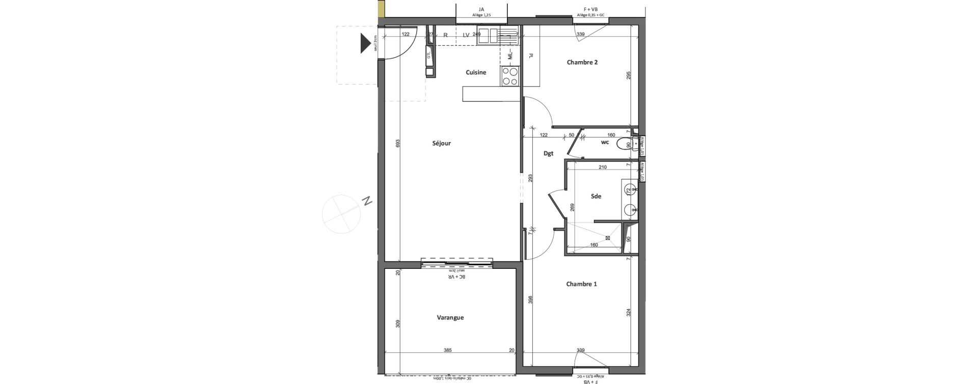 Appartement T3 de 59,63 m2 &agrave; Saint-Paul Saint-gilles les hauts