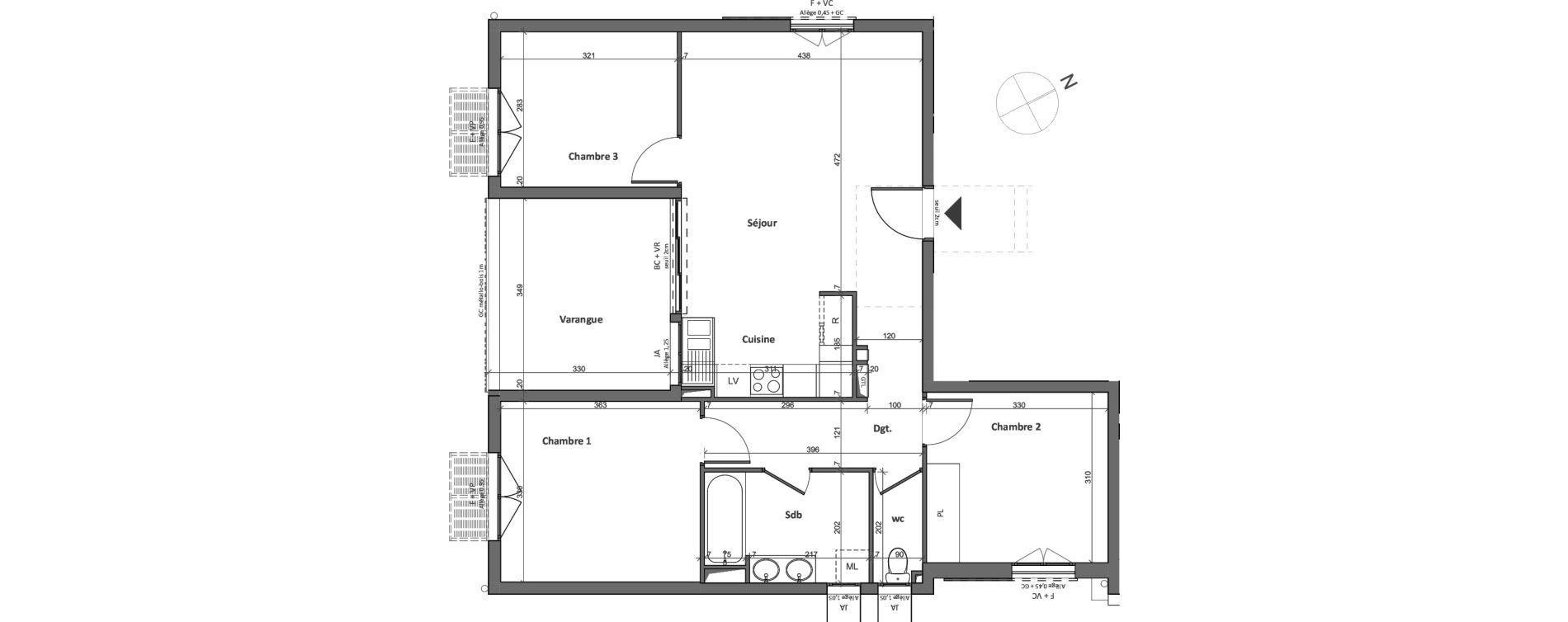 Appartement T4 de 72,23 m2 &agrave; Saint-Paul Saint-gilles les hauts
