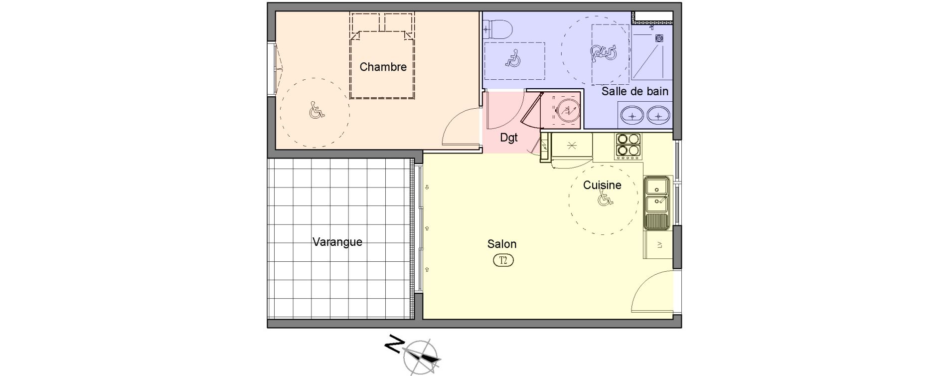 Appartement T2 de 44,46 m2 &agrave; Saint-Paul Centre