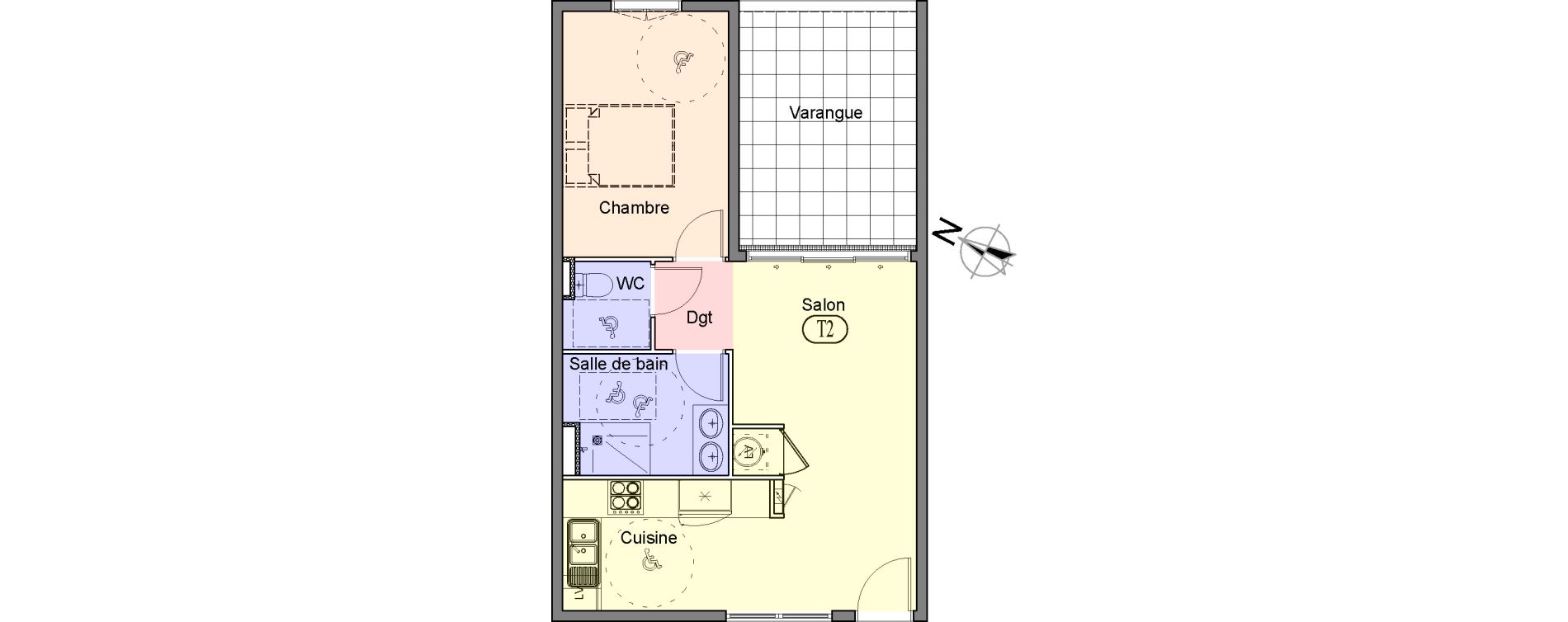 Appartement T2 de 46,42 m2 &agrave; Saint-Paul Centre