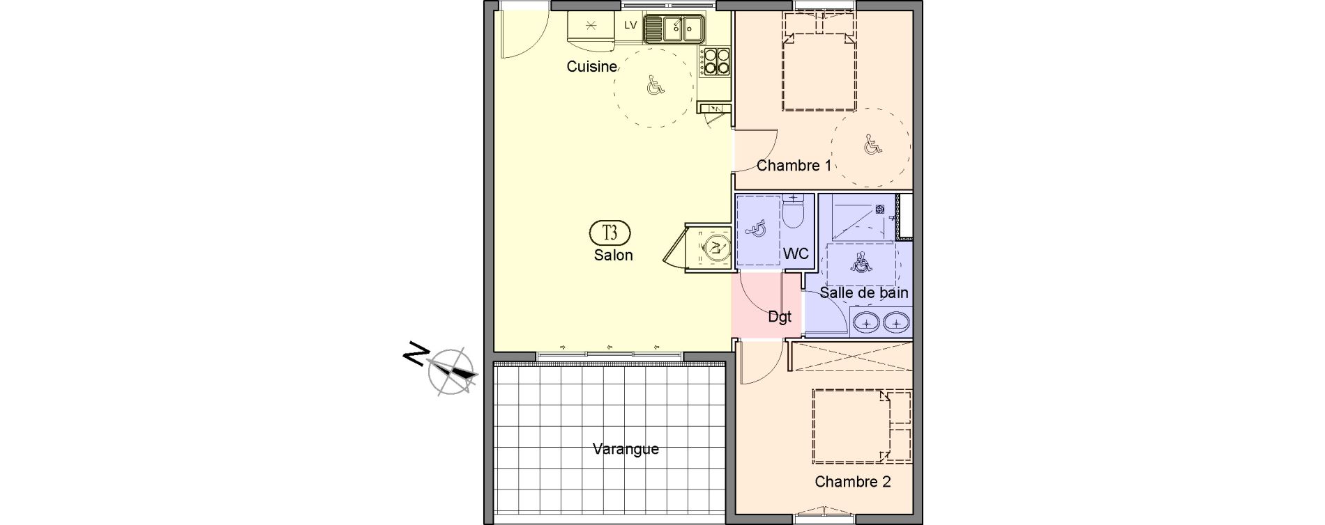 Appartement T3 de 60,17 m2 &agrave; Saint-Paul Centre