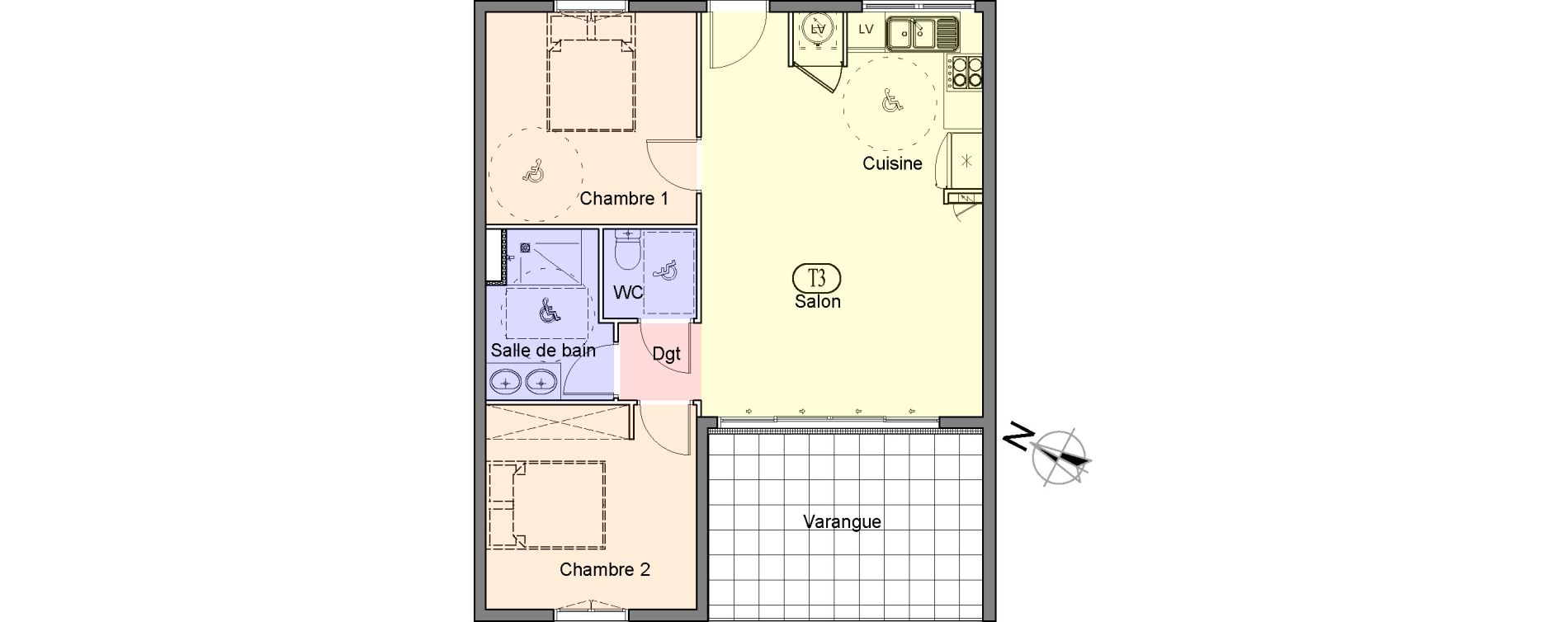 Appartement T3 de 60,33 m2 &agrave; Saint-Paul Centre