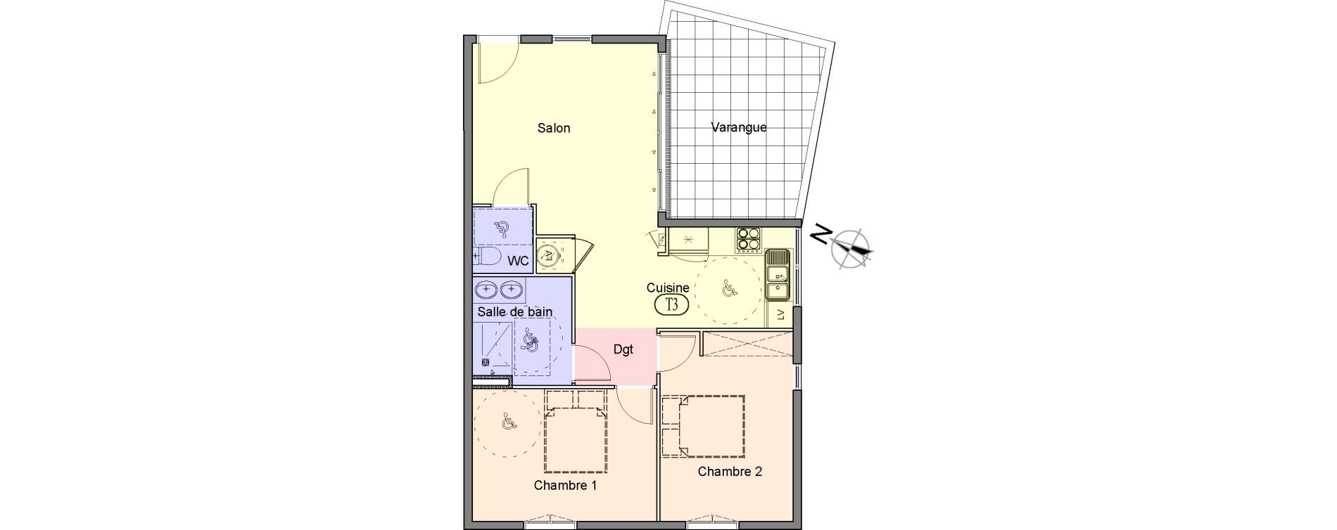 Appartement T3 de 63,67 m2 &agrave; Saint-Paul Centre