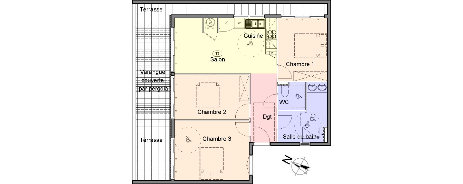 Appartement T4 de 70,52 m2 &agrave; Saint-Paul Centre
