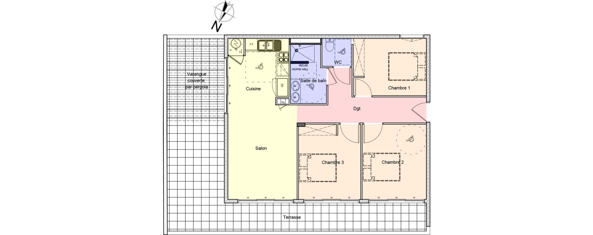 Appartement T4 de 77,30 m2 &agrave; Saint-Paul Centre
