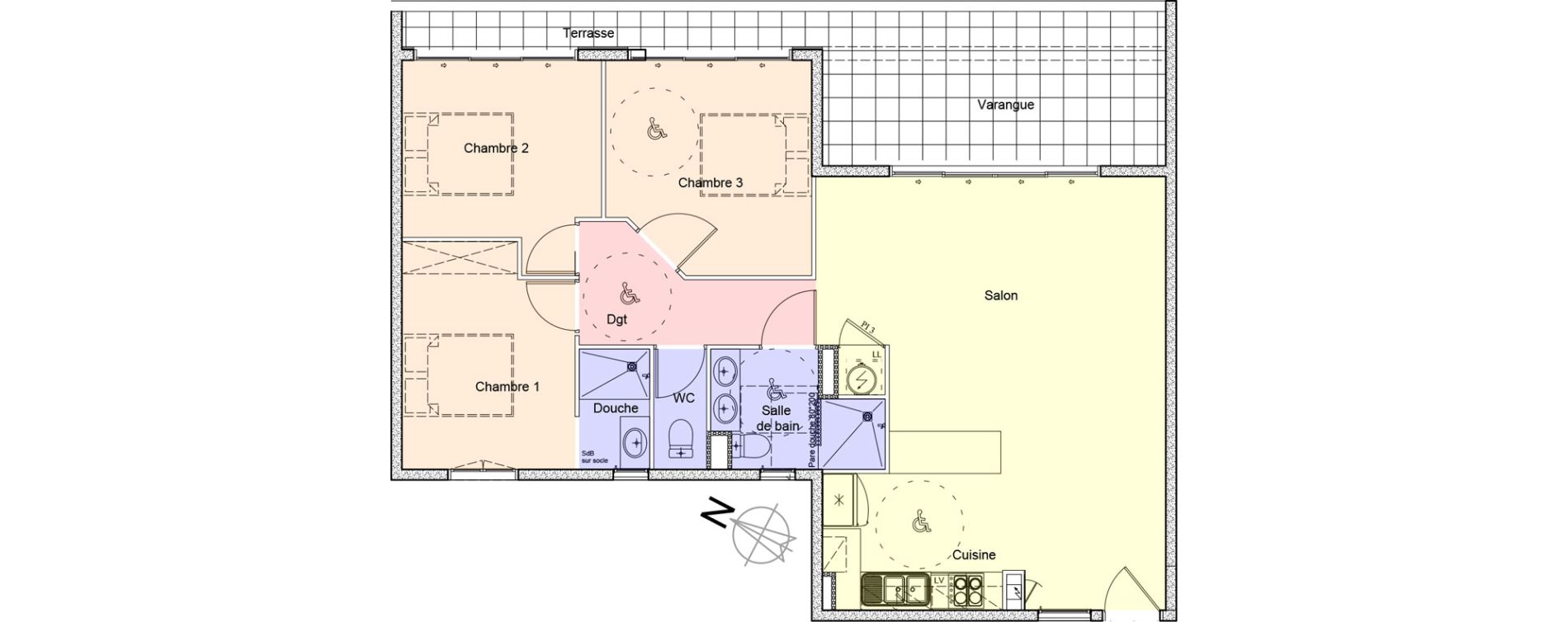 Appartement T4 de 89,77 m2 &agrave; Saint-Paul Centre