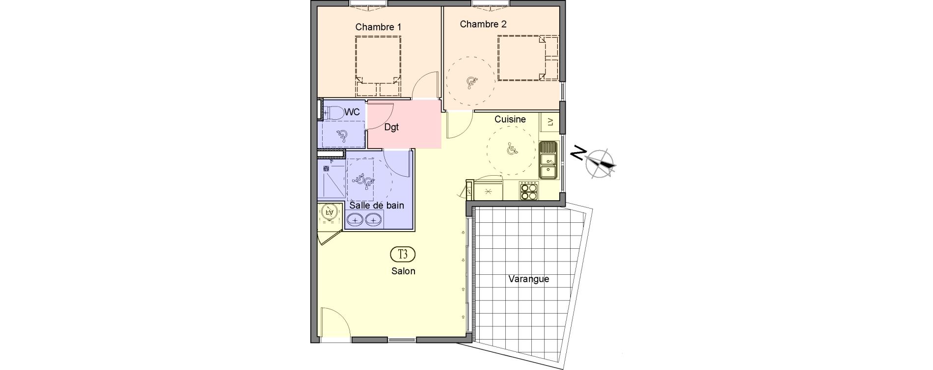 Appartement T3 de 62,50 m2 &agrave; Saint-Paul Centre