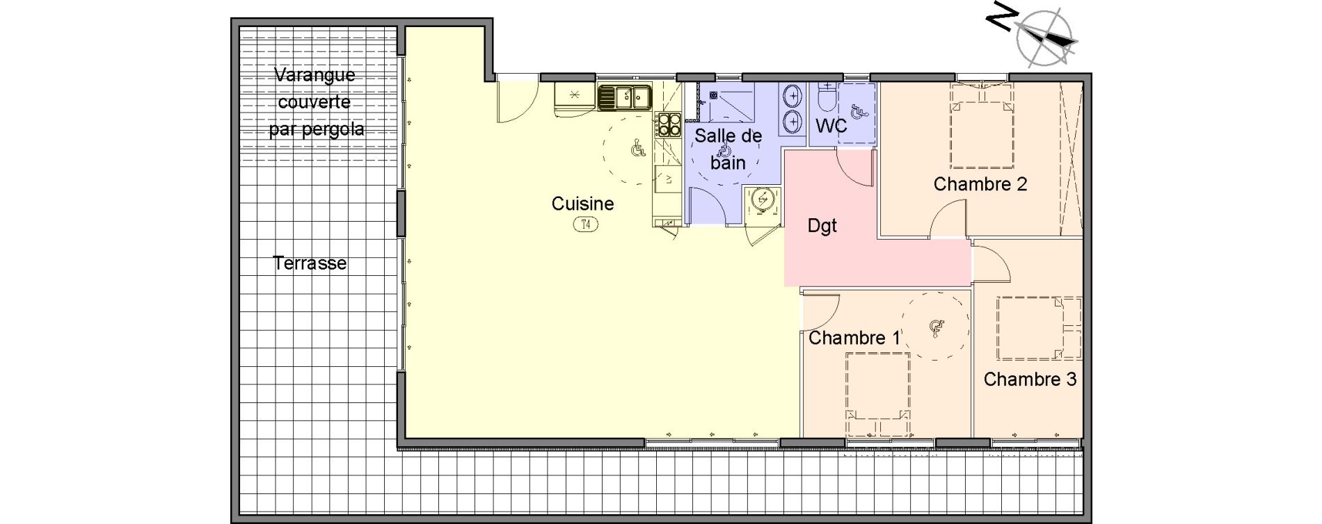 Appartement T4 de 116,48 m2 &agrave; Saint-Paul Centre