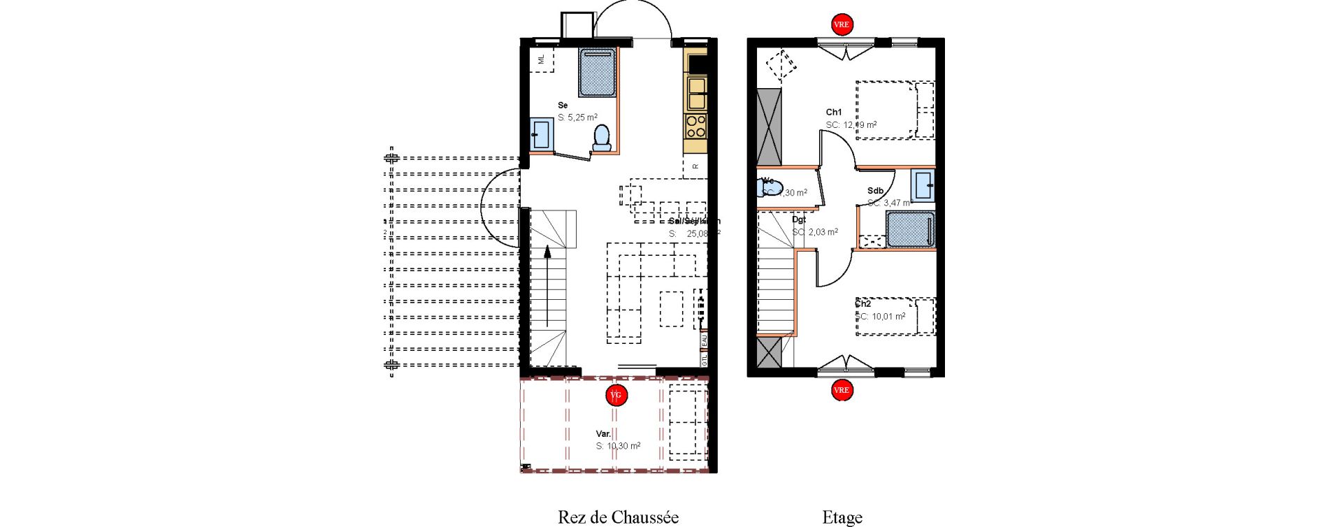 Villa T3 de 59,33 m2 &agrave; Saint-Pierre Pierrefonds