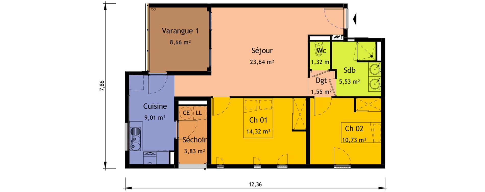 Appartement T3 de 66,10 m2 &agrave; Saint-Pierre Saint pierre, re centre