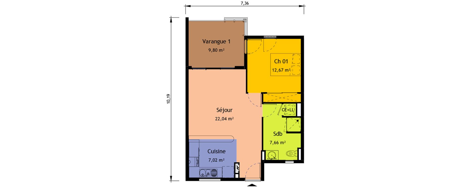 Appartement T2 de 49,39 m2 &agrave; Saint-Pierre Saint pierre, re centre