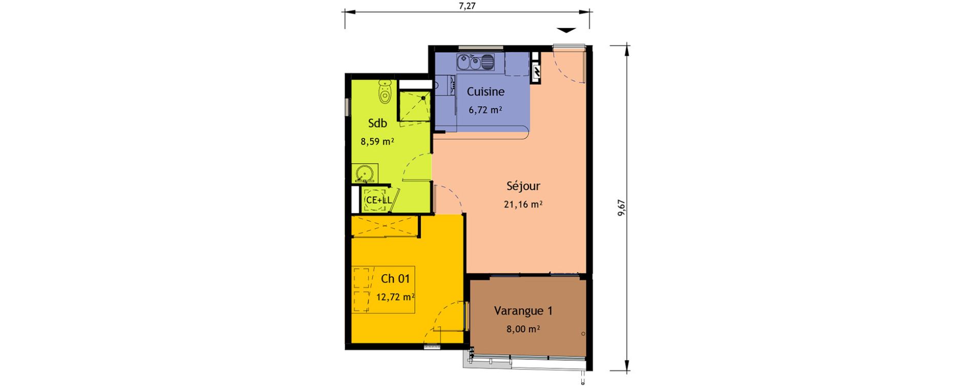 Appartement T2 de 49,19 m2 &agrave; Saint-Pierre Saint pierre, re centre