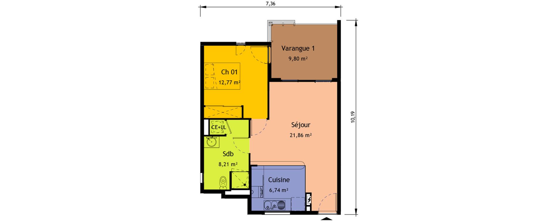Appartement T2 de 49,58 m2 &agrave; Saint-Pierre Saint pierre, re centre