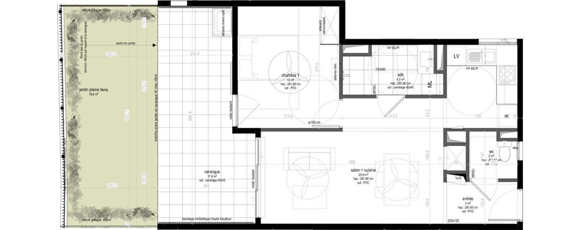 Appartement T2 de 47,20 m2 Sainte-Marie Centre