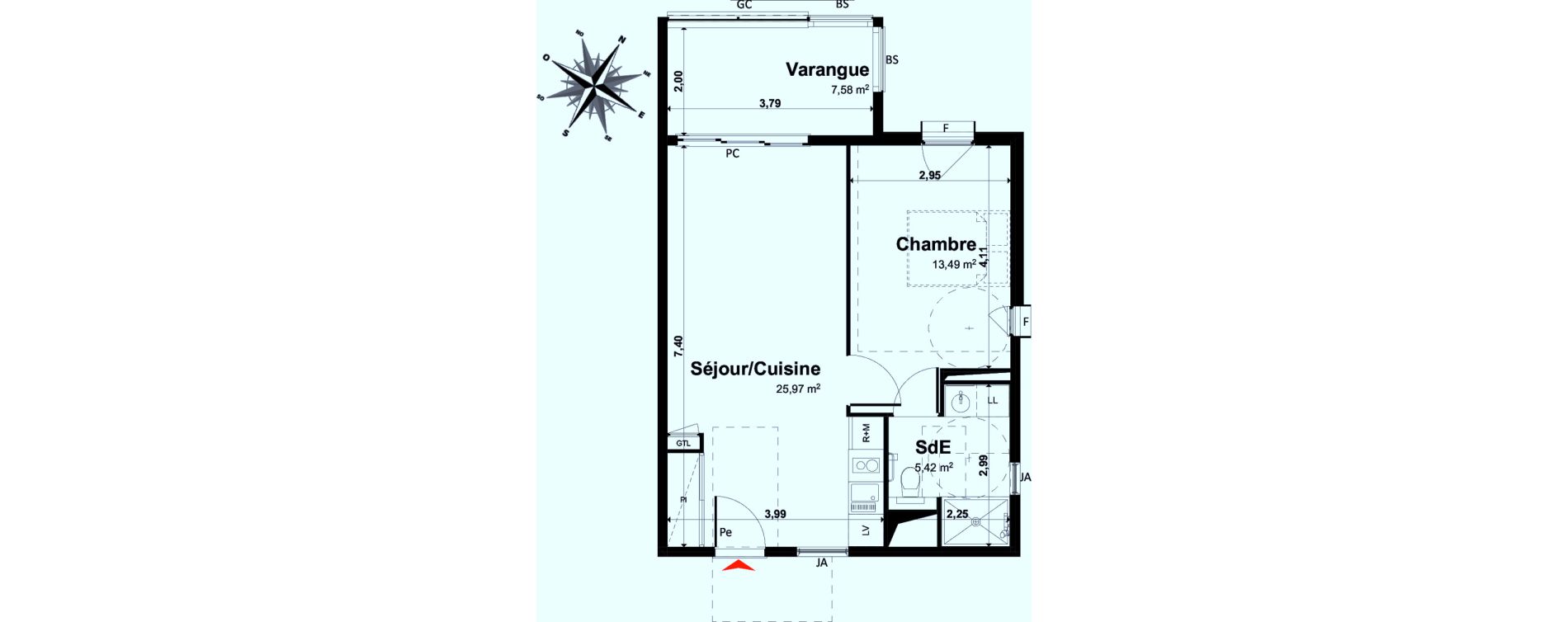 Appartement T2 de 44,88 m2 &agrave; Tampon Le tampon