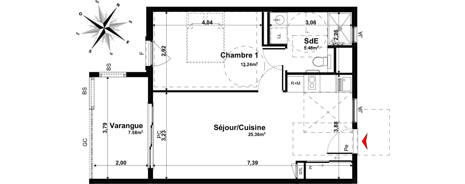 Appartement T2 de 44,06 m2 &agrave; Tampon Le tampon