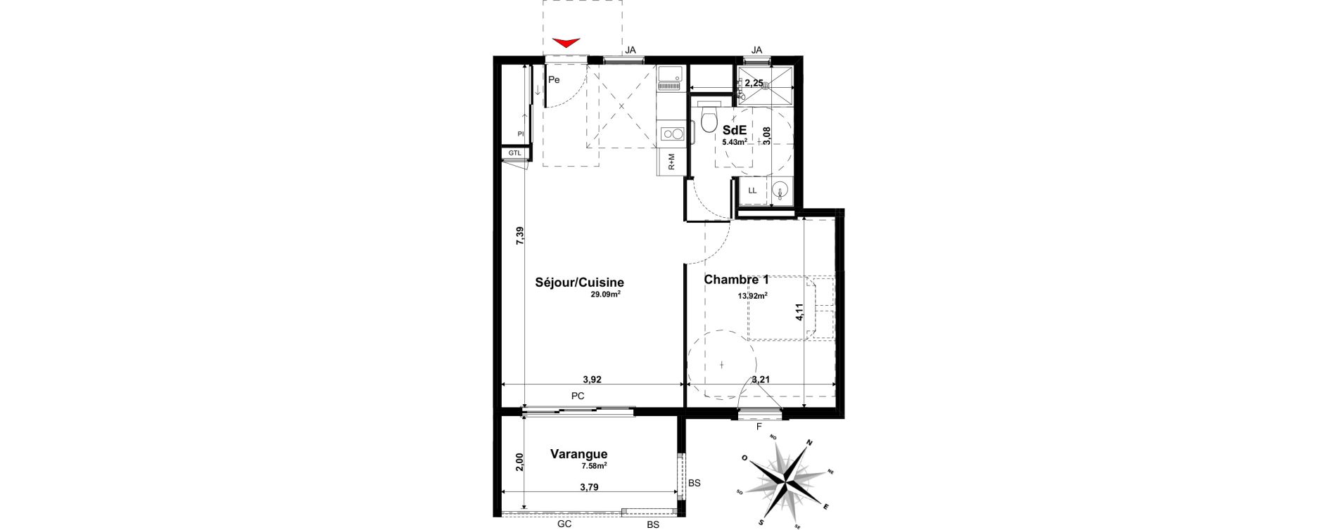 Appartement T2 de 48,40 m2 &agrave; Tampon Le tampon