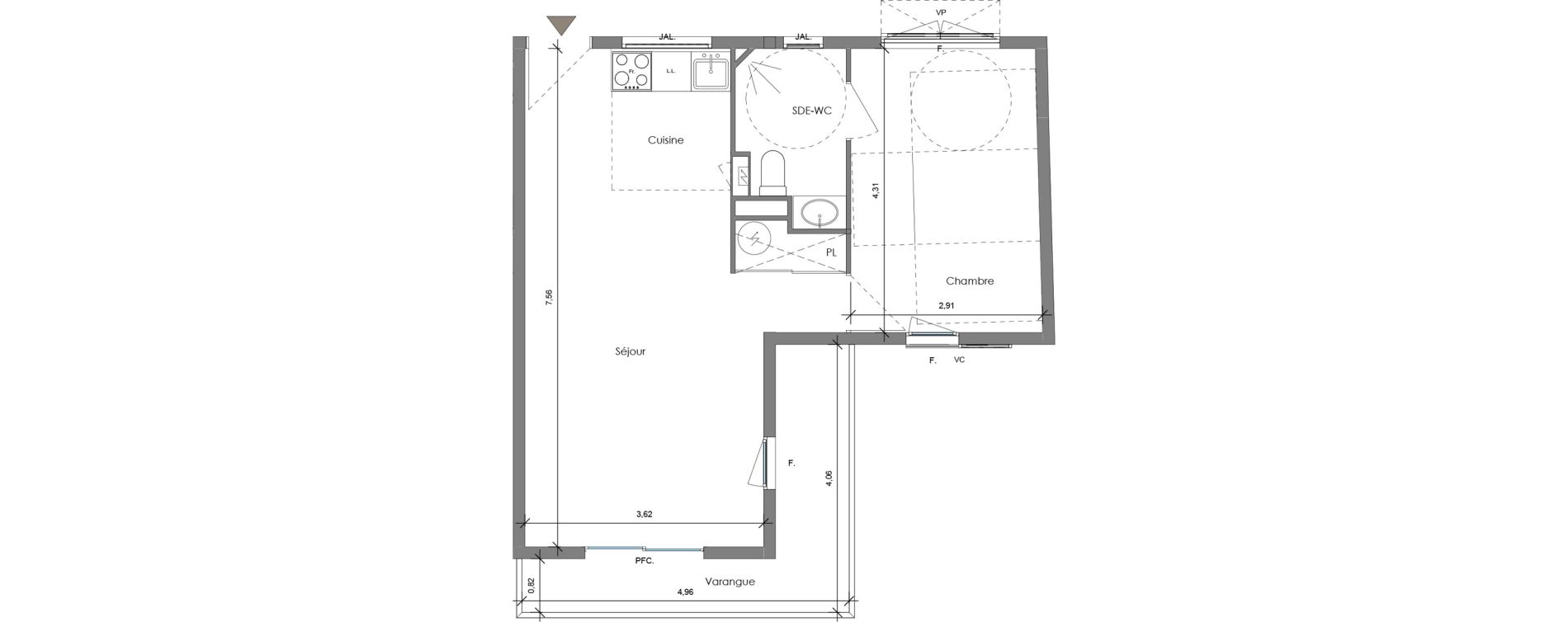 Appartement T2 de 44,24 m2 &agrave; Tampon Le tampon