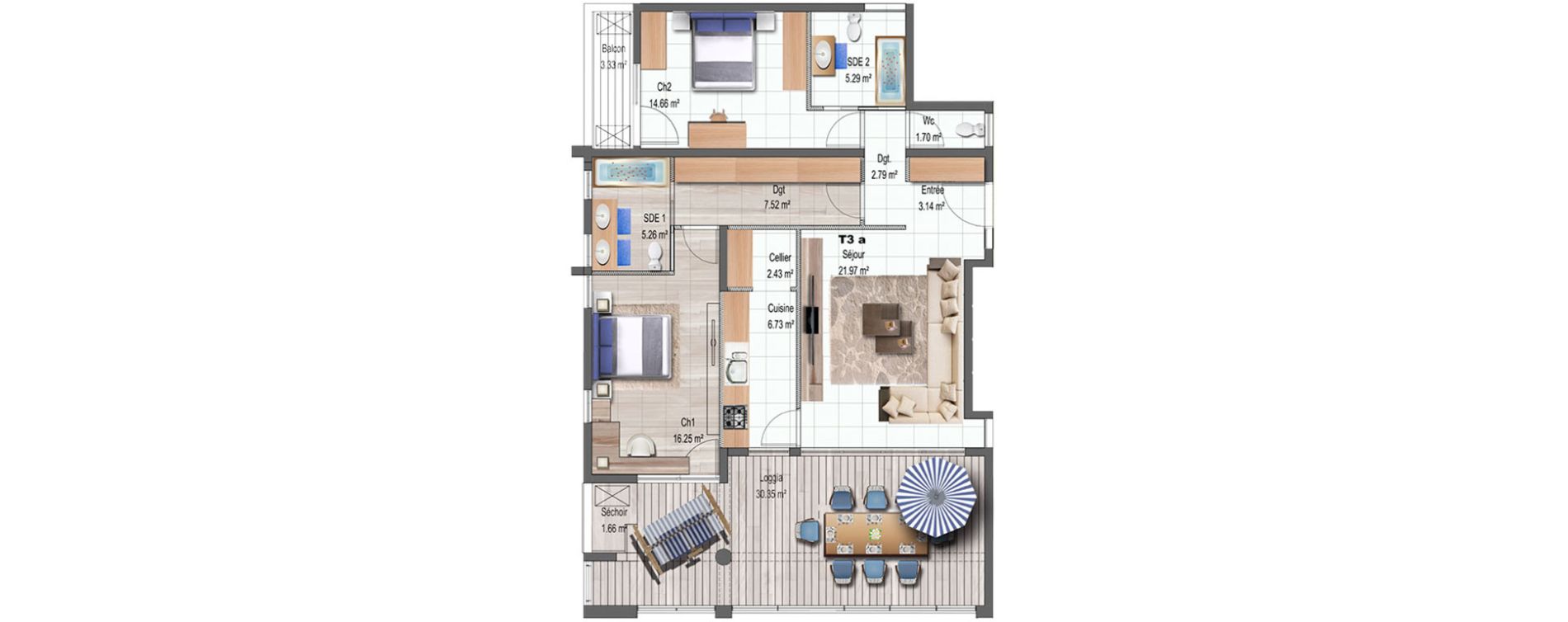 Appartement T3 de 89,40 m2 &agrave; Fort-De-France Etang z abricot