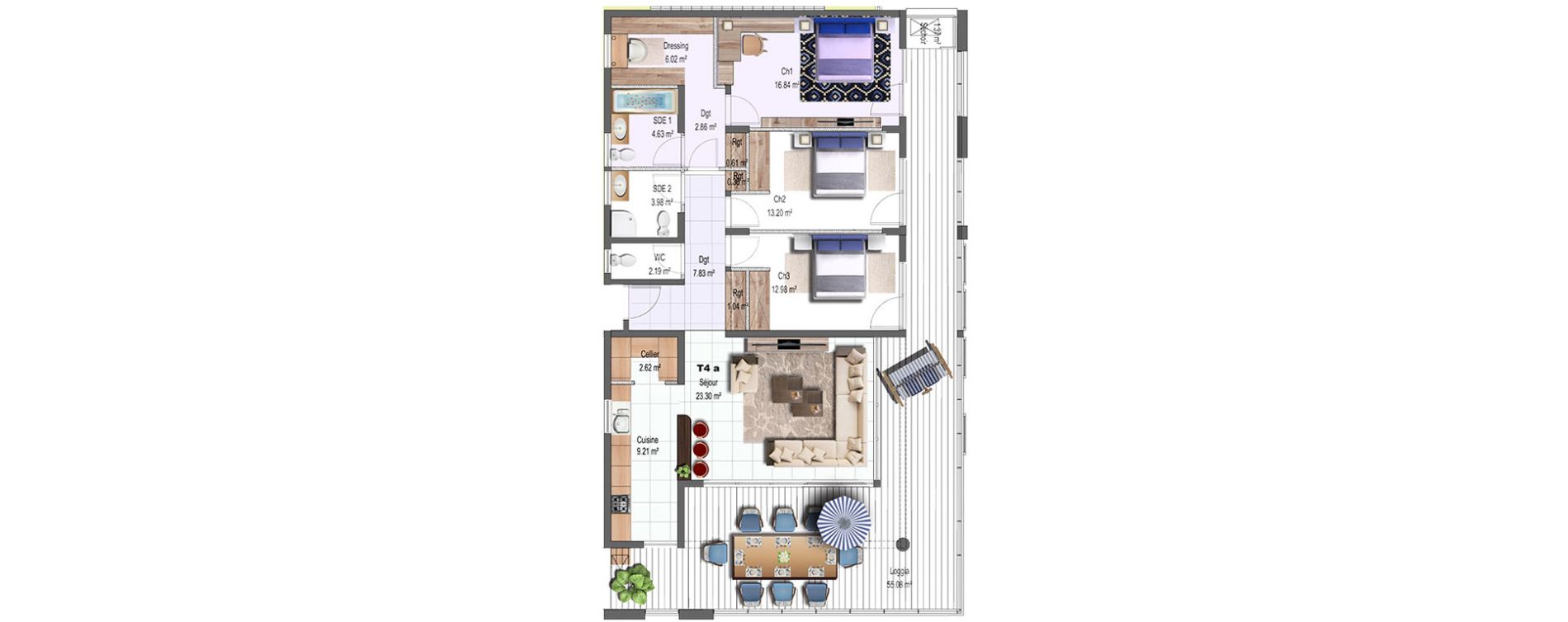 Appartement T4 de 109,04 m2 &agrave; Fort-De-France Etang z abricot