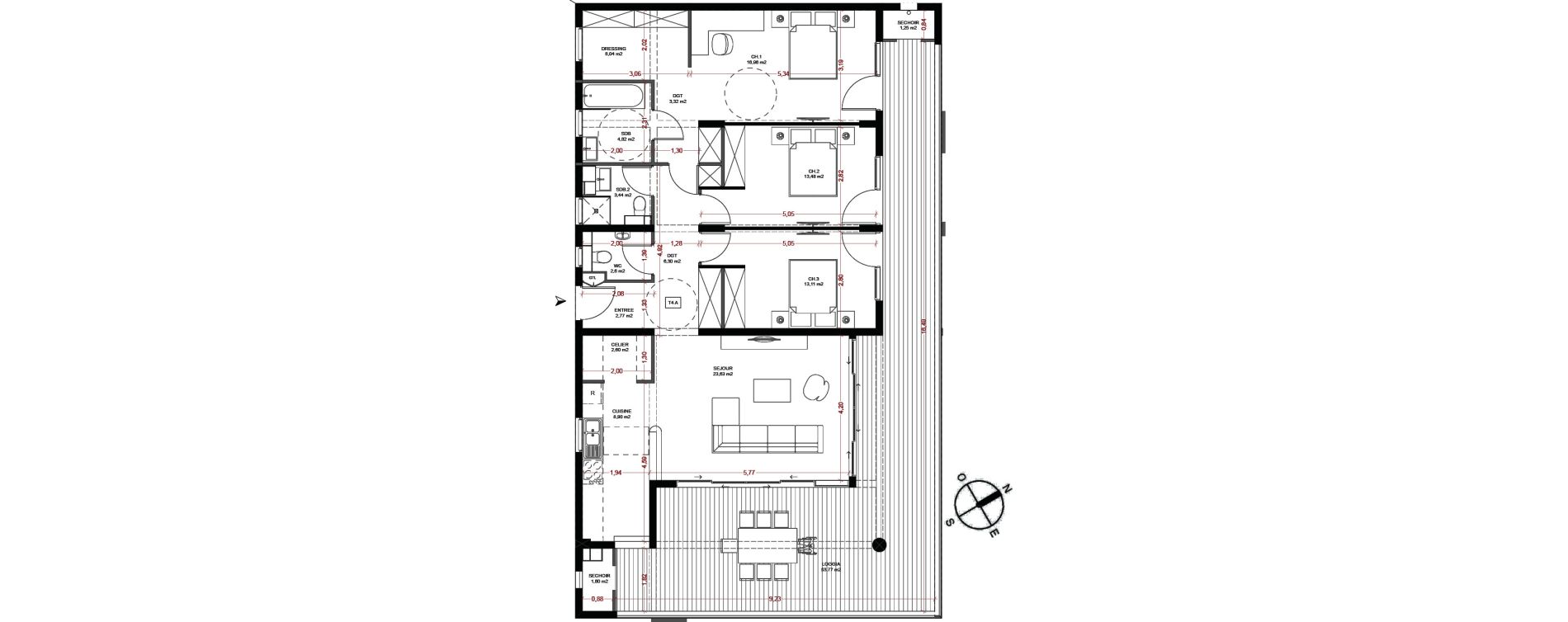 Appartement T4 de 110,62 m2 &agrave; Fort-De-France Etang z abricot